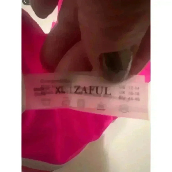 Sheer Mesh Deep Plunge Tankini Bikini Swimsuit Top Pink NWT Size XL - Picture 7 of 8